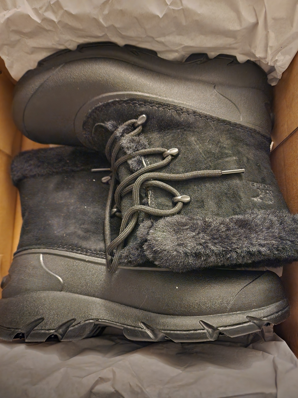 Sorel Women's Black Lace-Up Fur-Trim Snow Boots